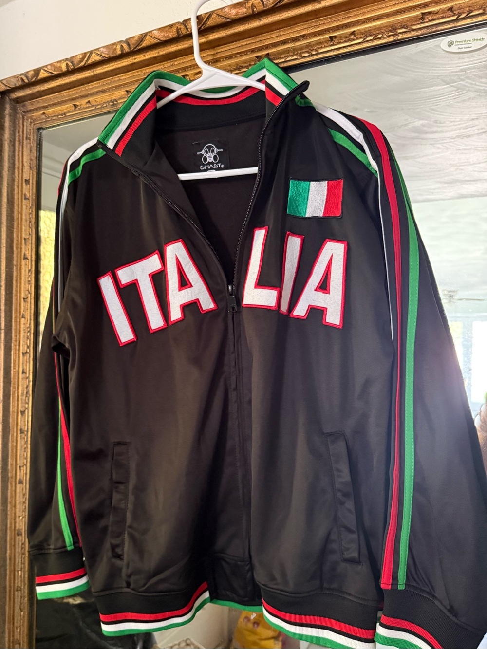 Italia Track Jacket - Black with Red & Green Trim